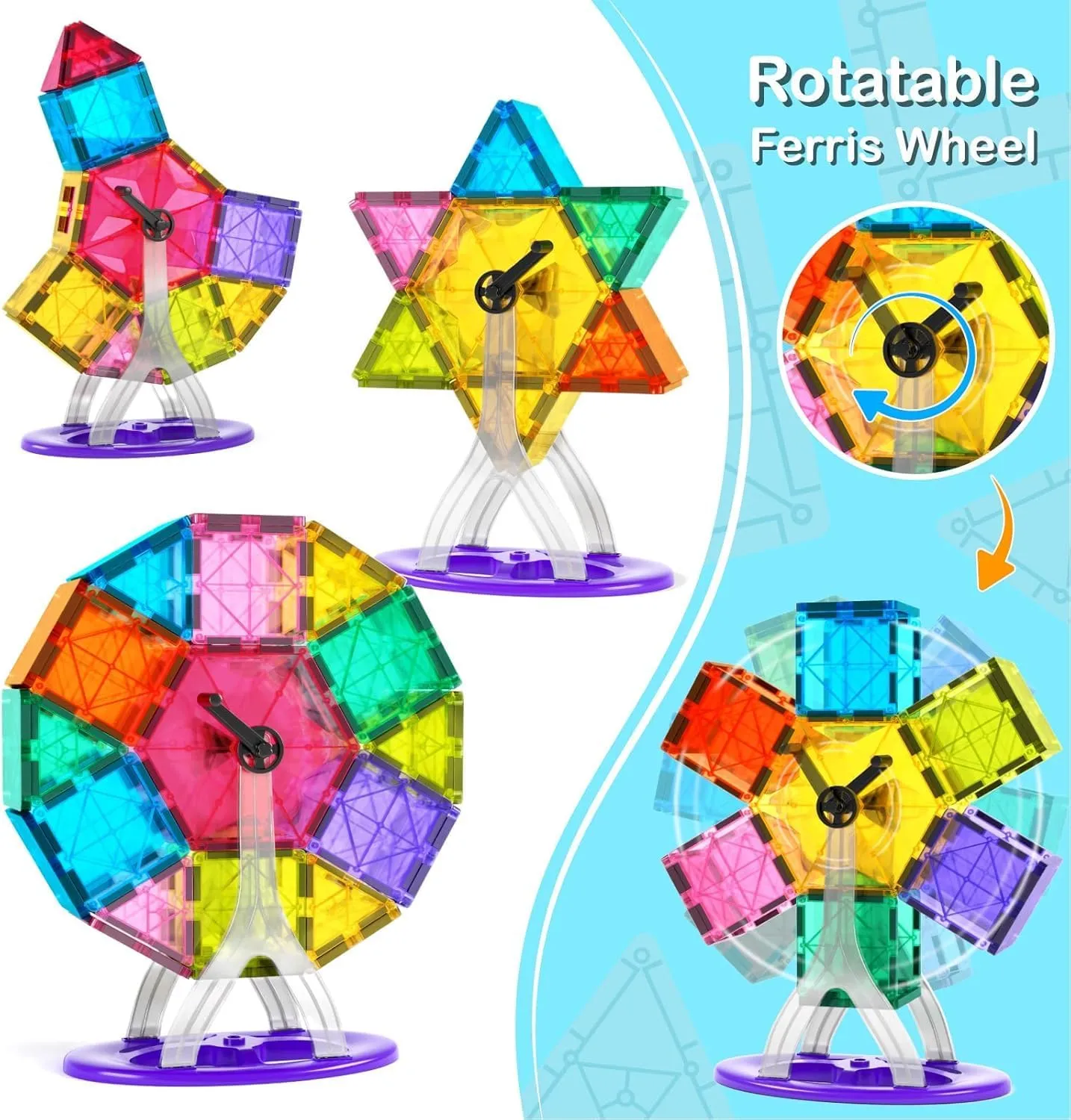 Jasonwell Magnetic Tiles Building Blocks Set for Boys Girls Preschool Educational Magnet Construction Kit Stacking STEM Toys Christmas Birthday Gifts for Kids Toddlers 3 4 5 6 7 8 9 10   Year Old