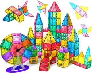 Jasonwell Magnetic Tiles Building Blocks Set for Boys Girls Preschool Educational Magnet Construction Kit Stacking STEM Toys Christmas Birthday Gifts for Kids Toddlers 3 4 5 6 7 8 9 10   Year Old