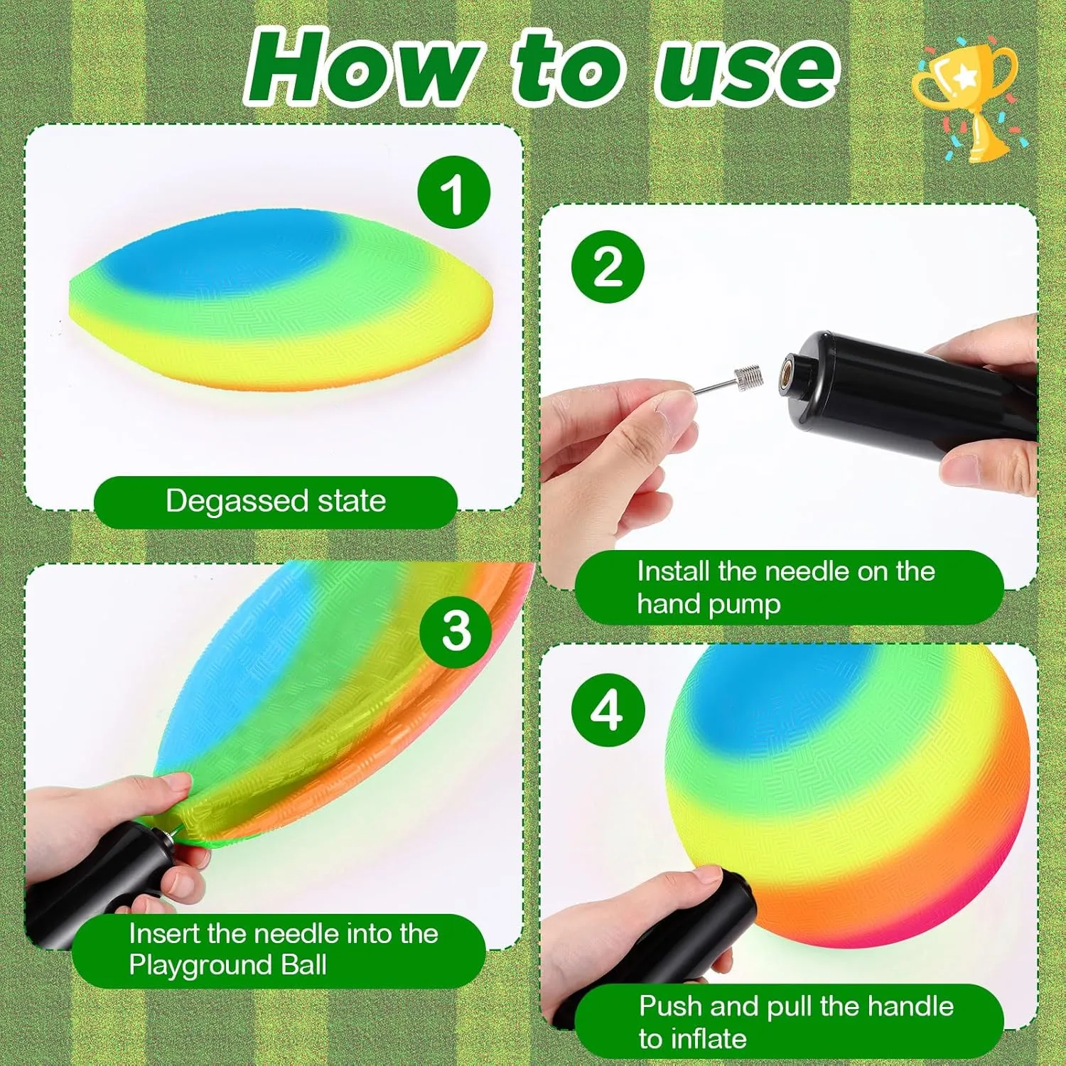 Jenaai 18 Pcs Sports Kickball Set Includes Playground Ball 5 Rubber Throw Down Bases Ball Pump Scoreboard Net Bag 10 Foul Line Cones for Adults Playground Backyard Game(9 Inch,Rainbow)