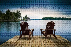 Jigsaw Puzzles 1000 Pieces for Adult Wood Muskoka Chairs Lake Deck Puzzle Game for Family Wooden Puzzle Toy Educational Games Puzzles for Home Decor