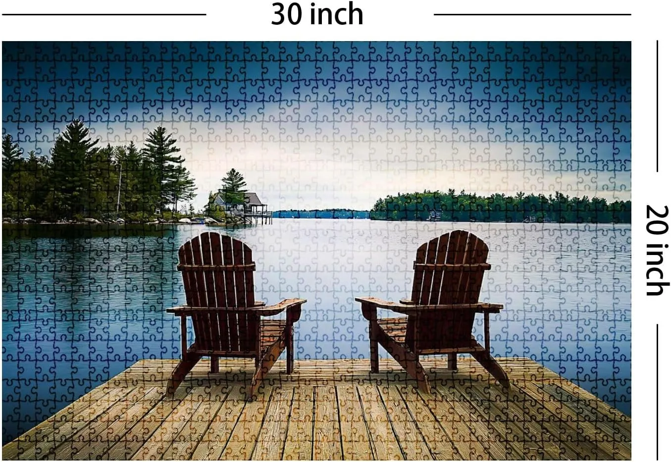 Jigsaw Puzzles 1000 Pieces for Adult Wood Muskoka Chairs Lake Deck Puzzle Game for Family Wooden Puzzle Toy Educational Games Puzzles for Home Decor