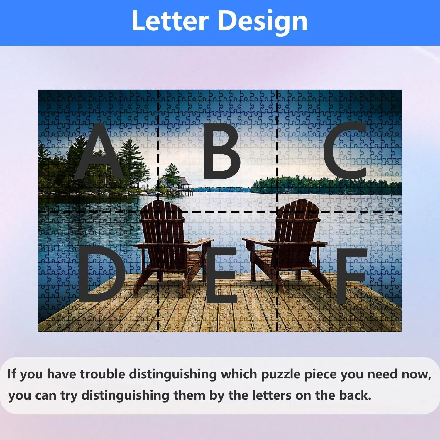 Jigsaw Puzzles 1000 Pieces for Adult Wood Muskoka Chairs Lake Deck Puzzle Game for Family Wooden Puzzle Toy Educational Games Puzzles for Home Decor