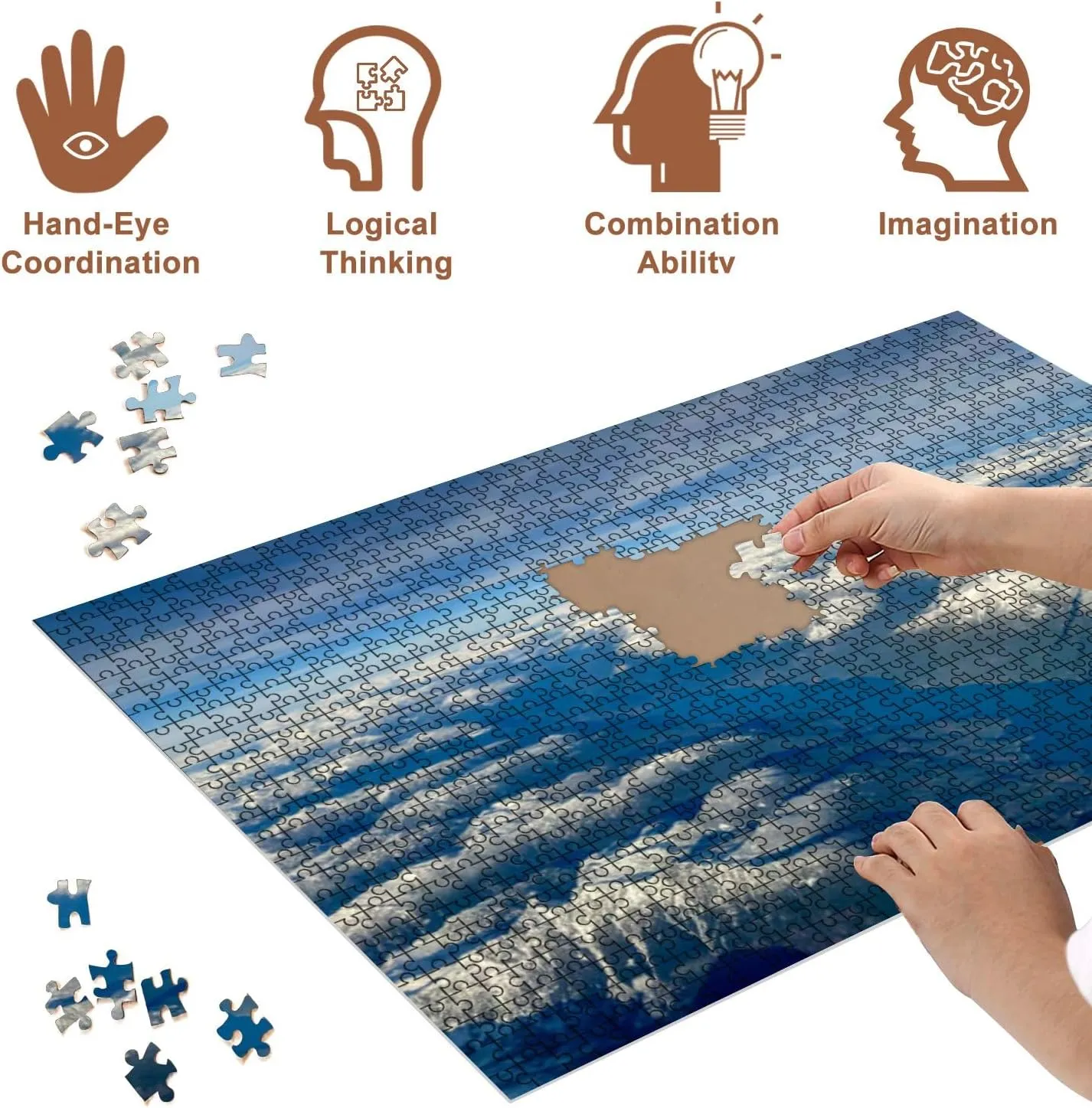 Jigsaw Puzzles 500 Pieces for Adult Aerial Views Rocky Mountains Surrounding Canmore Alberta Puzzle Game for Family Wooden Puzzle Toy Educational Games Puzzles for Home Decor