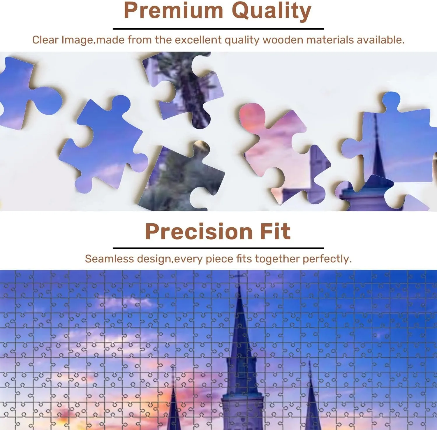 Jigsaw Puzzles 500 Pieces for Adult Andrew Jackson Statue Saint Louis Cathedral New Orleans Puzzle Game for Family Wooden Puzzle Toy Educational Games Puzzles for Home Decor