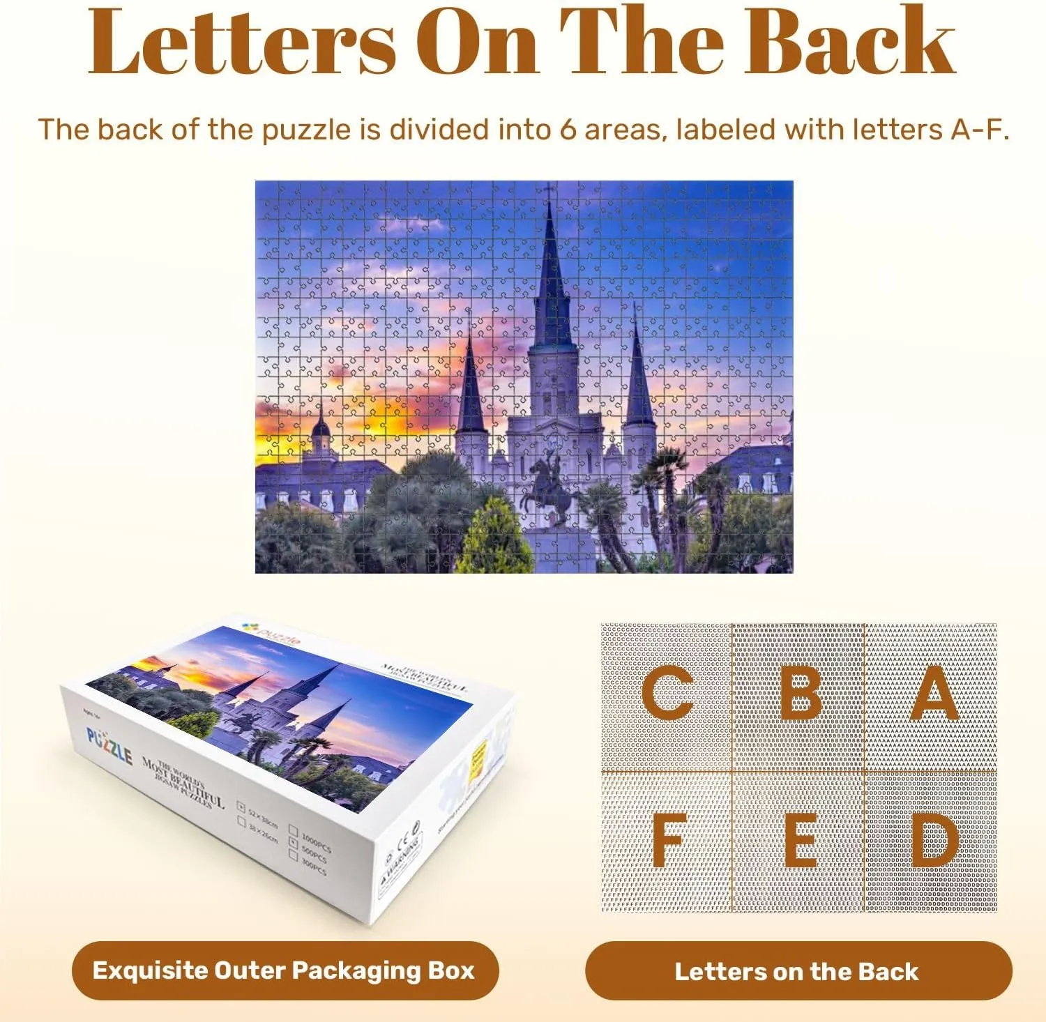 Jigsaw Puzzles 500 Pieces for Adult Andrew Jackson Statue Saint Louis Cathedral New Orleans Puzzle Game for Family Wooden Puzzle Toy Educational Games Puzzles for Home Decor