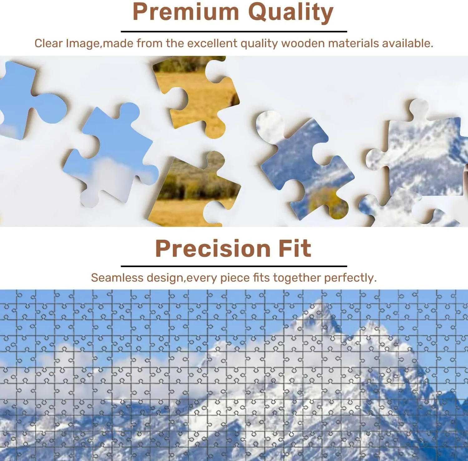 Jigsaw Puzzles 500 Pieces for Adult Bison Herd Field Mountains Puzzle Game for Family Wooden Puzzle Toy Educational Games Puzzles for Home Decor