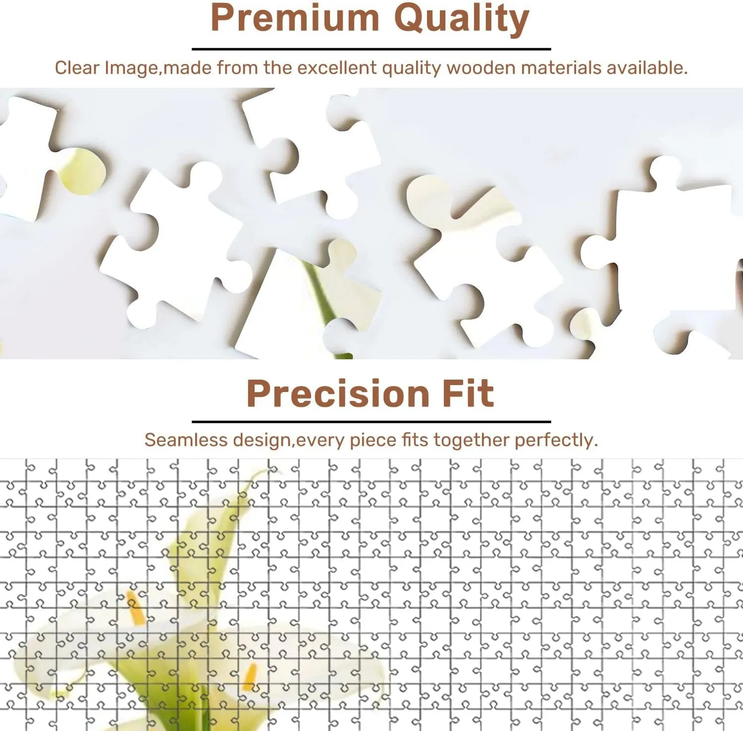 Jigsaw Puzzles 500 Pieces for Adult Bouquet Blooming Calla White Puzzle Game for Family Wooden Puzzle Toy Educational Games Puzzles for Home Decor