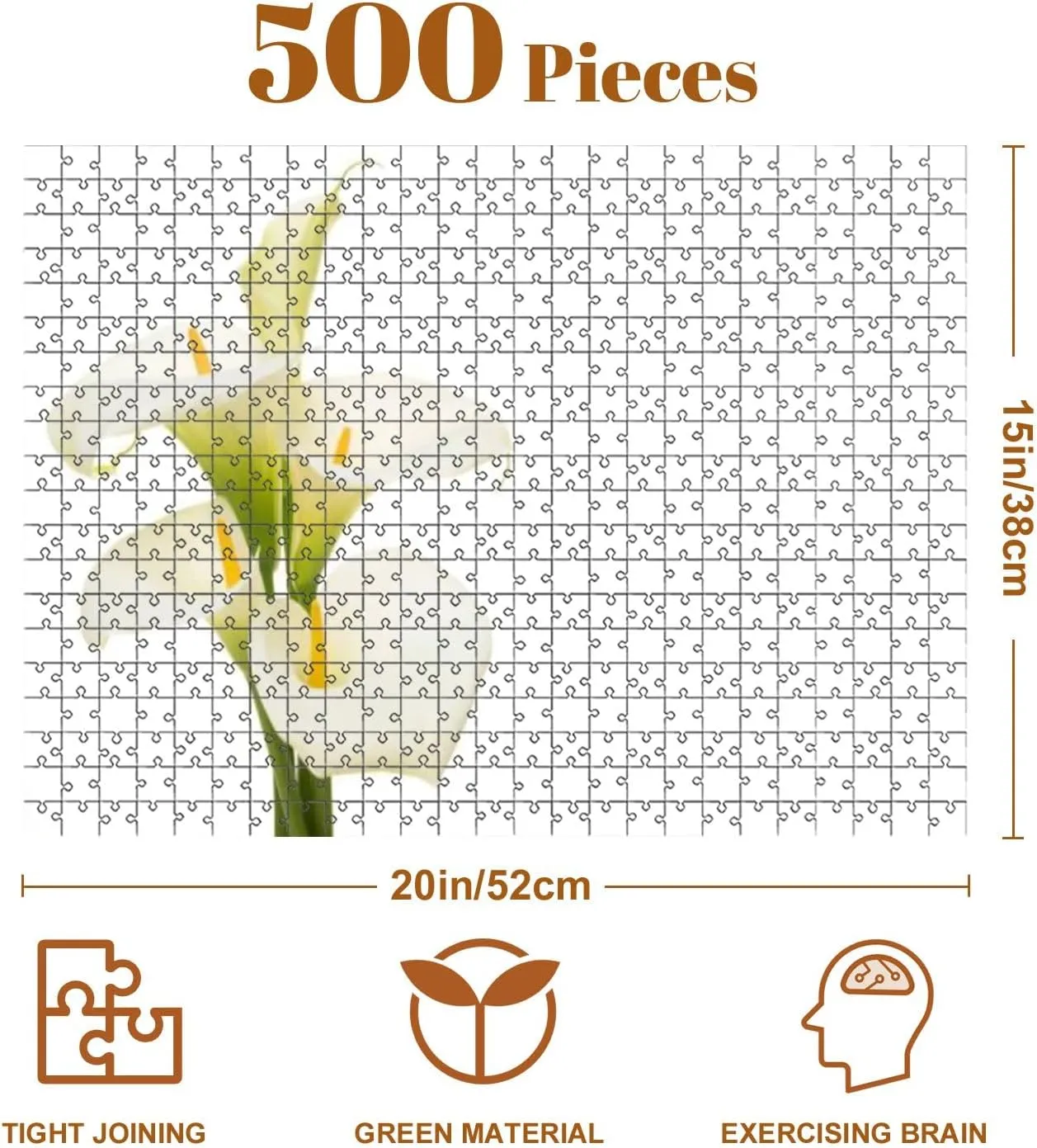 Jigsaw Puzzles 500 Pieces for Adult Bouquet Blooming Calla White Puzzle Game for Family Wooden Puzzle Toy Educational Games Puzzles for Home Decor
