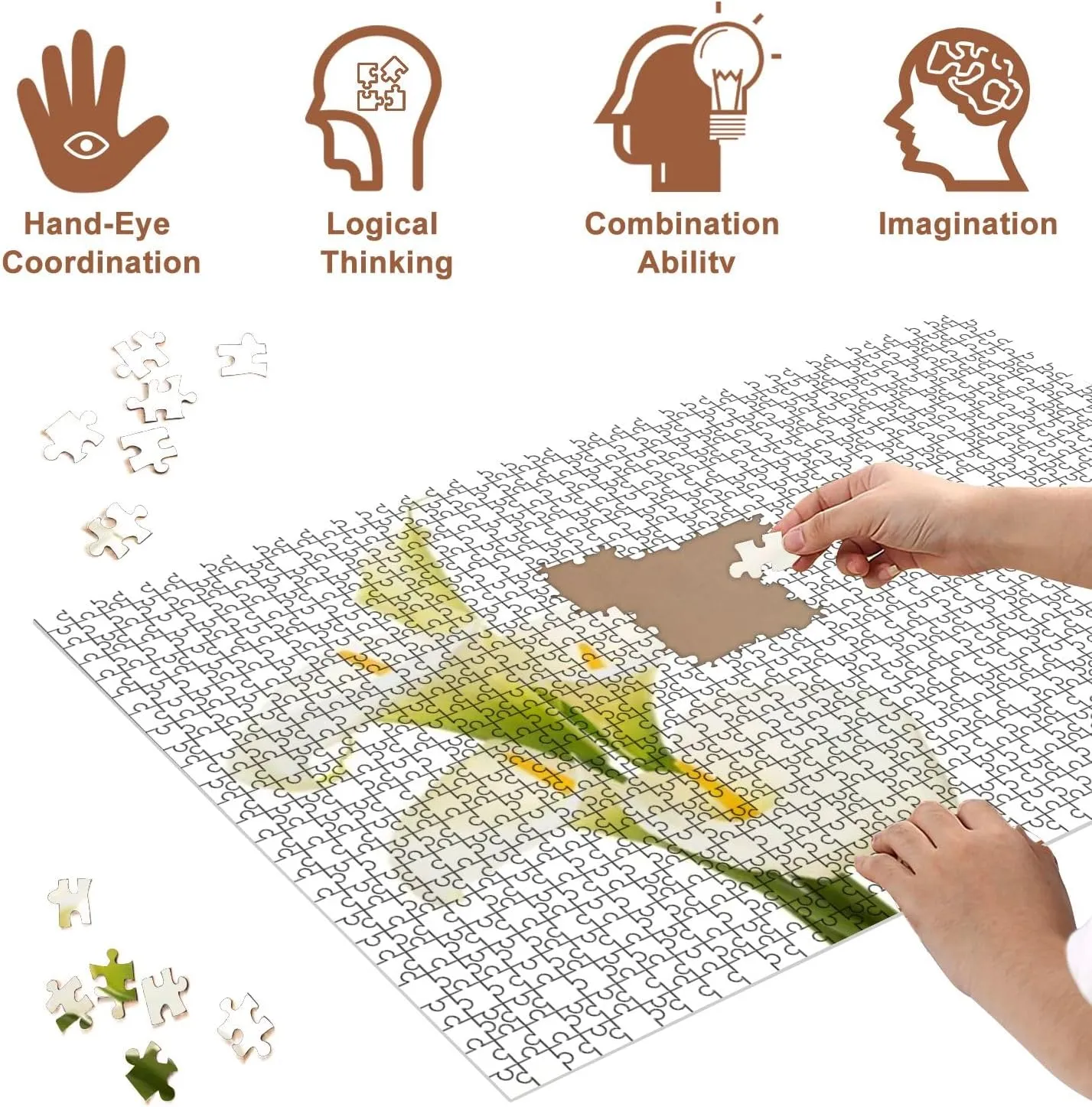 Jigsaw Puzzles 500 Pieces for Adult Bouquet Blooming Calla White Puzzle Game for Family Wooden Puzzle Toy Educational Games Puzzles for Home Decor