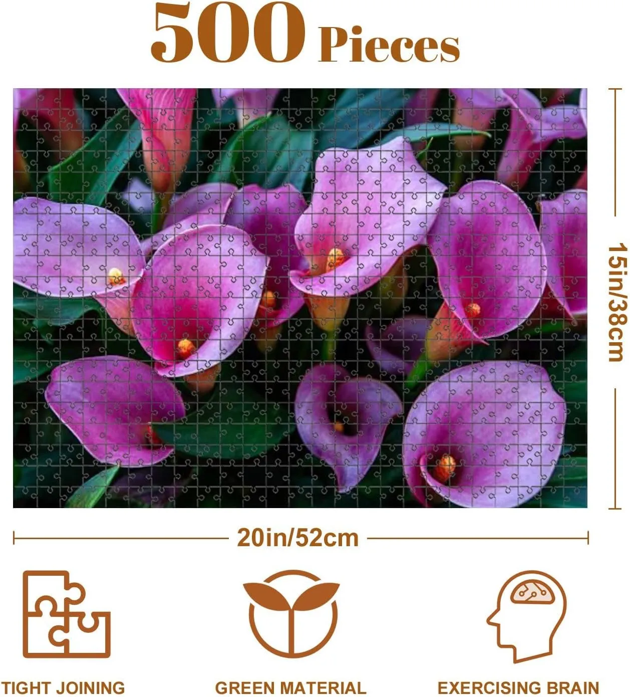 Jigsaw Puzzles 500 Pieces for Adult Calla lilys Abstract Keukenhof Flower Park Puzzle Game for Family Wooden Puzzle Toy Educational Games Puzzles for Home Decor