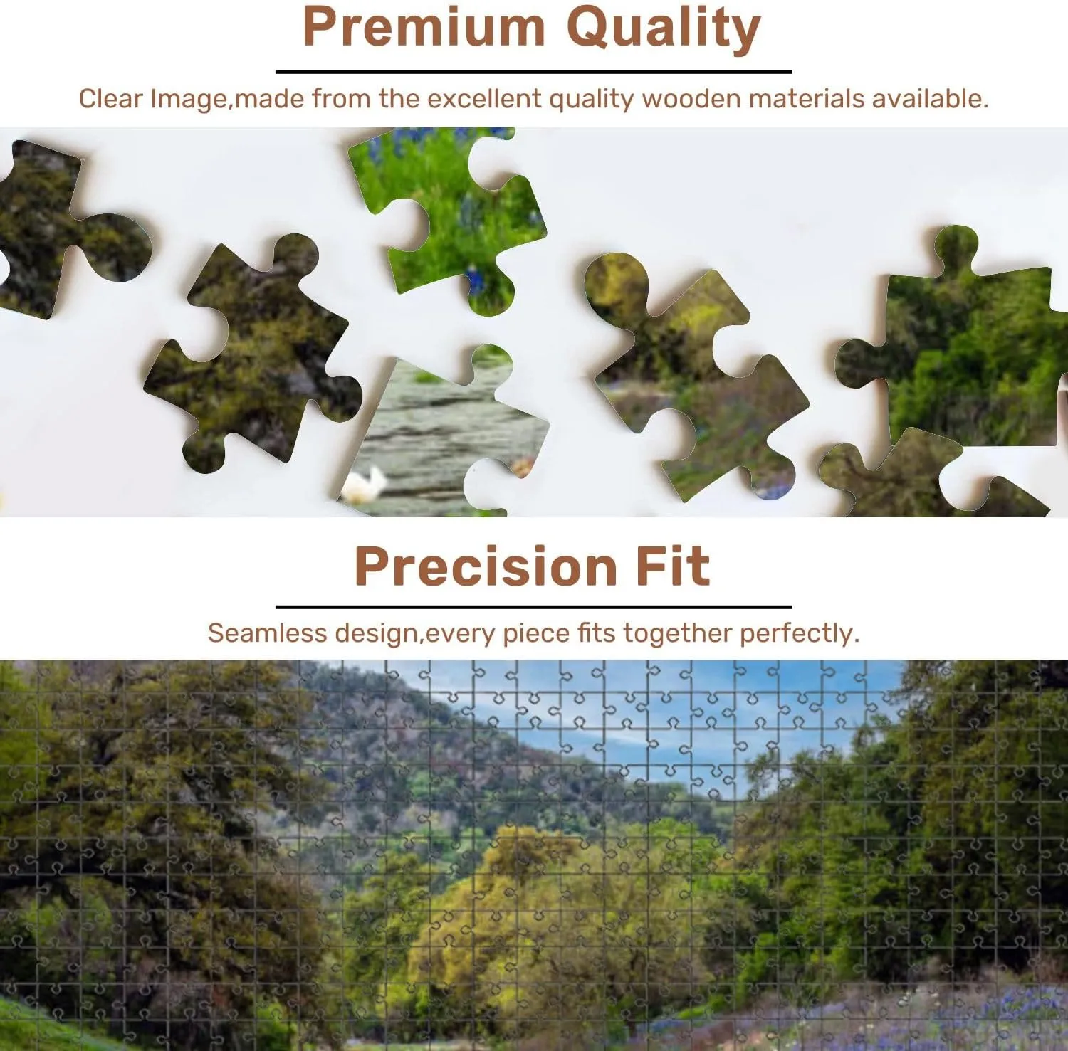 Jigsaw Puzzles 500 Pieces for Adult Creekside Bluebonnets Hills Puzzle Game for Family Wooden Puzzle Toy Educational Games Puzzles for Home Decor