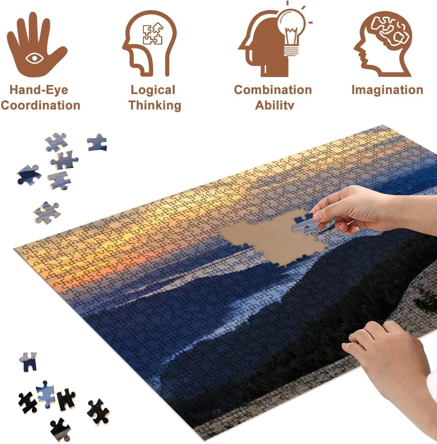 Jigsaw Puzzles 500 Pieces for Adult from Mountainside Meadow Forest Clouds Puzzle Game for Family Wooden Puzzle Toy Educational Games Puzzles for Home Decor
