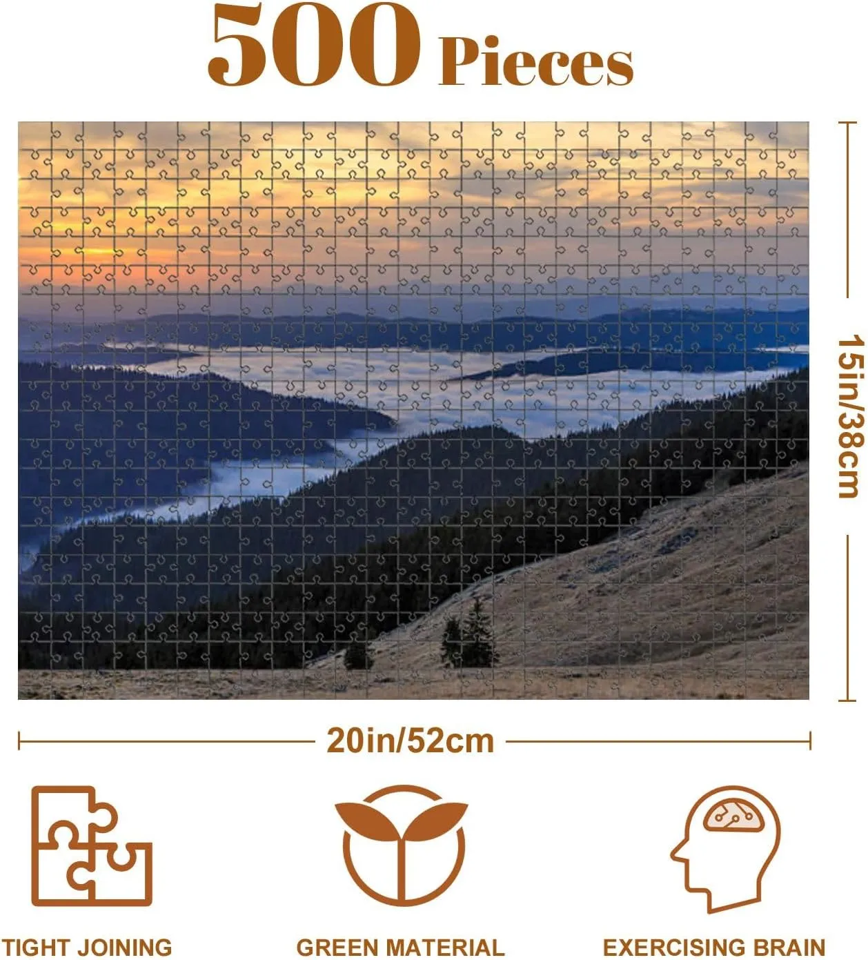 Jigsaw Puzzles 500 Pieces for Adult from Mountainside Meadow Forest Clouds Puzzle Game for Family Wooden Puzzle Toy Educational Games Puzzles for Home Decor