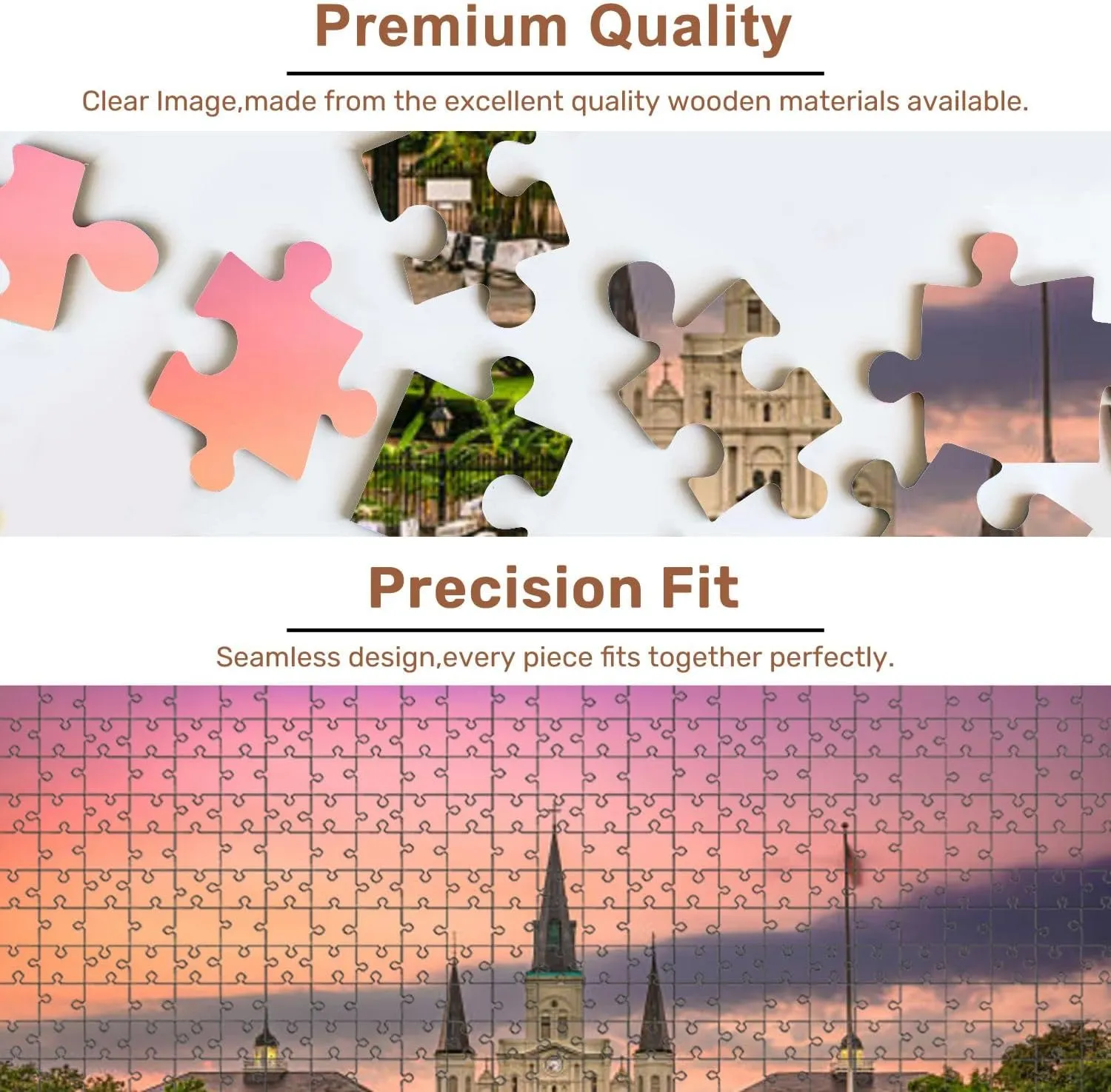 Jigsaw Puzzles 500 Pieces for Adult Jackson Square New Orleans Puzzle Game for Family Wooden Puzzle Toy Educational Games Puzzles for Home Decor