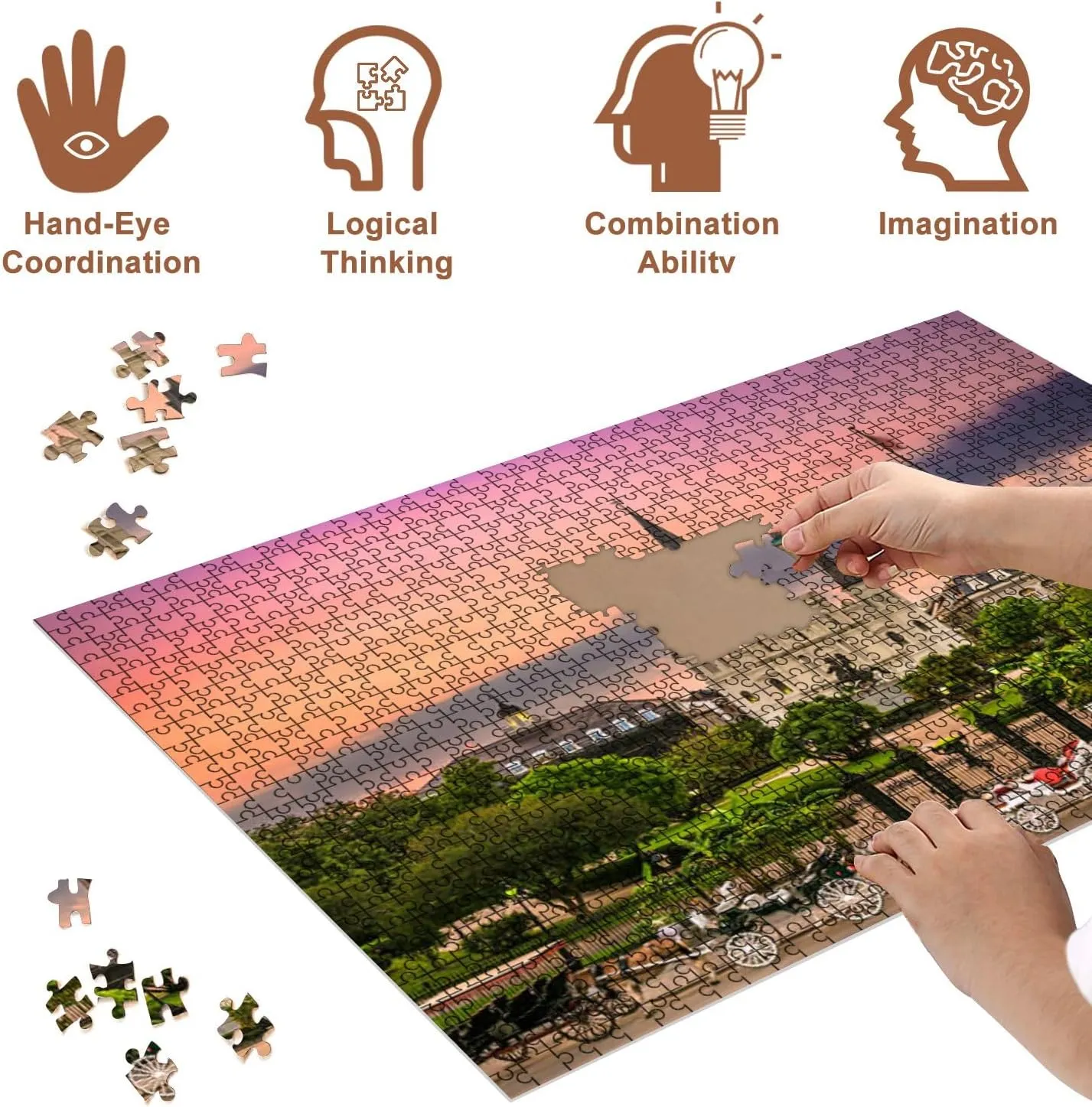 Jigsaw Puzzles 500 Pieces for Adult Jackson Square New Orleans Puzzle Game for Family Wooden Puzzle Toy Educational Games Puzzles for Home Decor