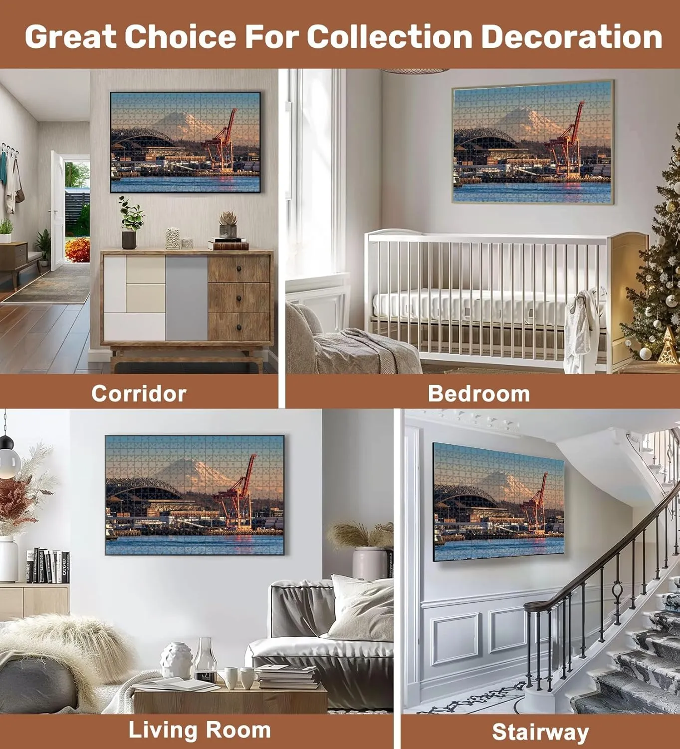 Jigsaw Puzzles 500 Pieces for Adult Mount Rainier Seattle Waterfront seattles Pictures Puzzle Game for Family Wooden Puzzle Toy Educational Games Puzzles for Home Decor