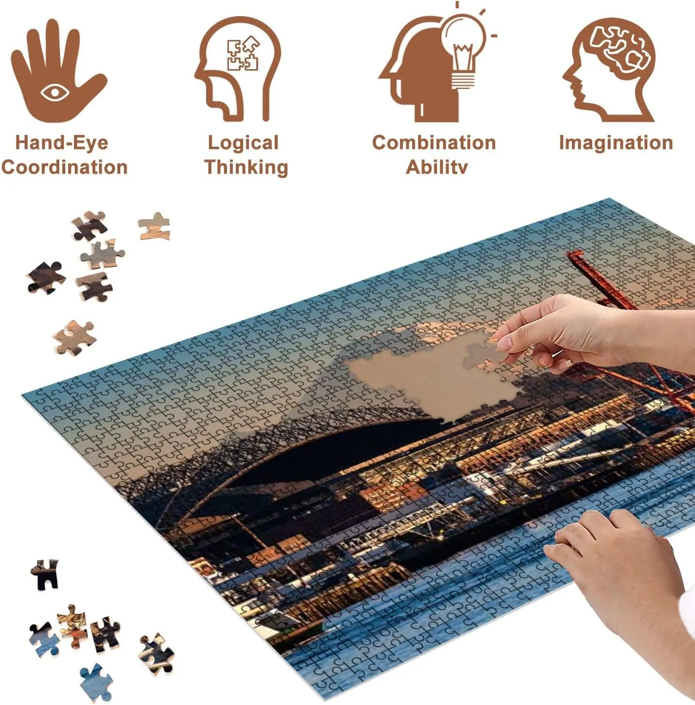 Jigsaw Puzzles 500 Pieces for Adult Mount Rainier Seattle Waterfront seattles Pictures Puzzle Game for Family Wooden Puzzle Toy Educational Games Puzzles for Home Decor