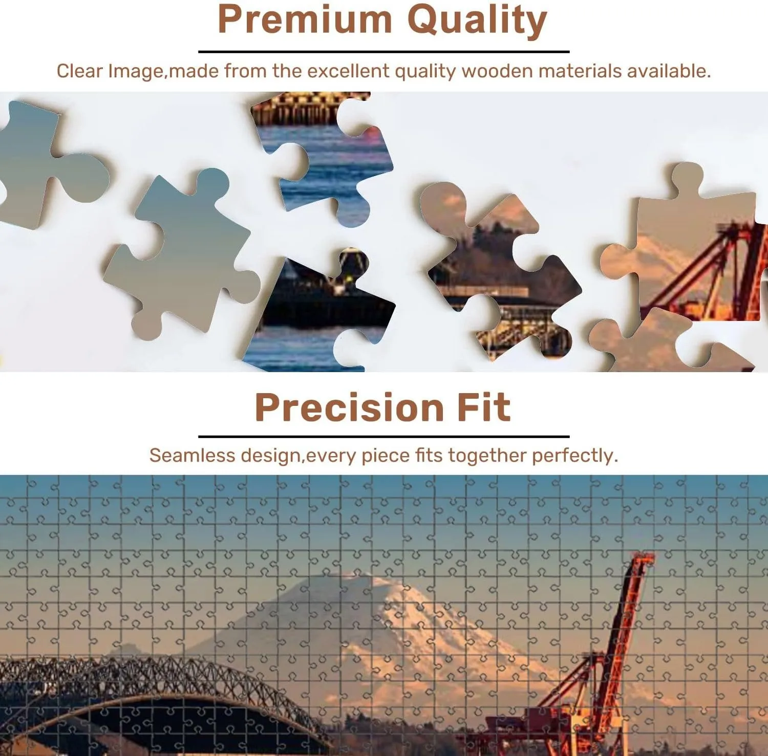 Jigsaw Puzzles 500 Pieces for Adult Mount Rainier Seattle Waterfront seattles Pictures Puzzle Game for Family Wooden Puzzle Toy Educational Games Puzzles for Home Decor