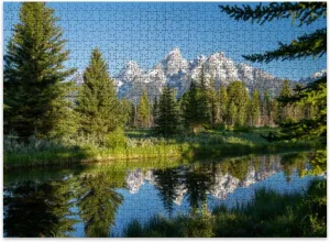 Jigsaw Puzzles 500 Pieces for Adult Schwabachers Landing Early Morning Grand Teton National Park Mountain Puzzle Game for Family Wooden Puzzle Toy Educational Games Puzzles for Home Decor
