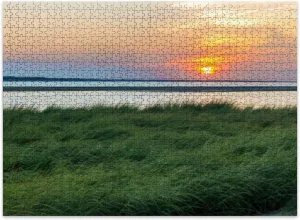 Jigsaw Puzzles 500 Pieces for Adult Seagrass Sunset Puzzle Game for Family Wooden Puzzle Toy Educational Games Puzzles for Home Decor