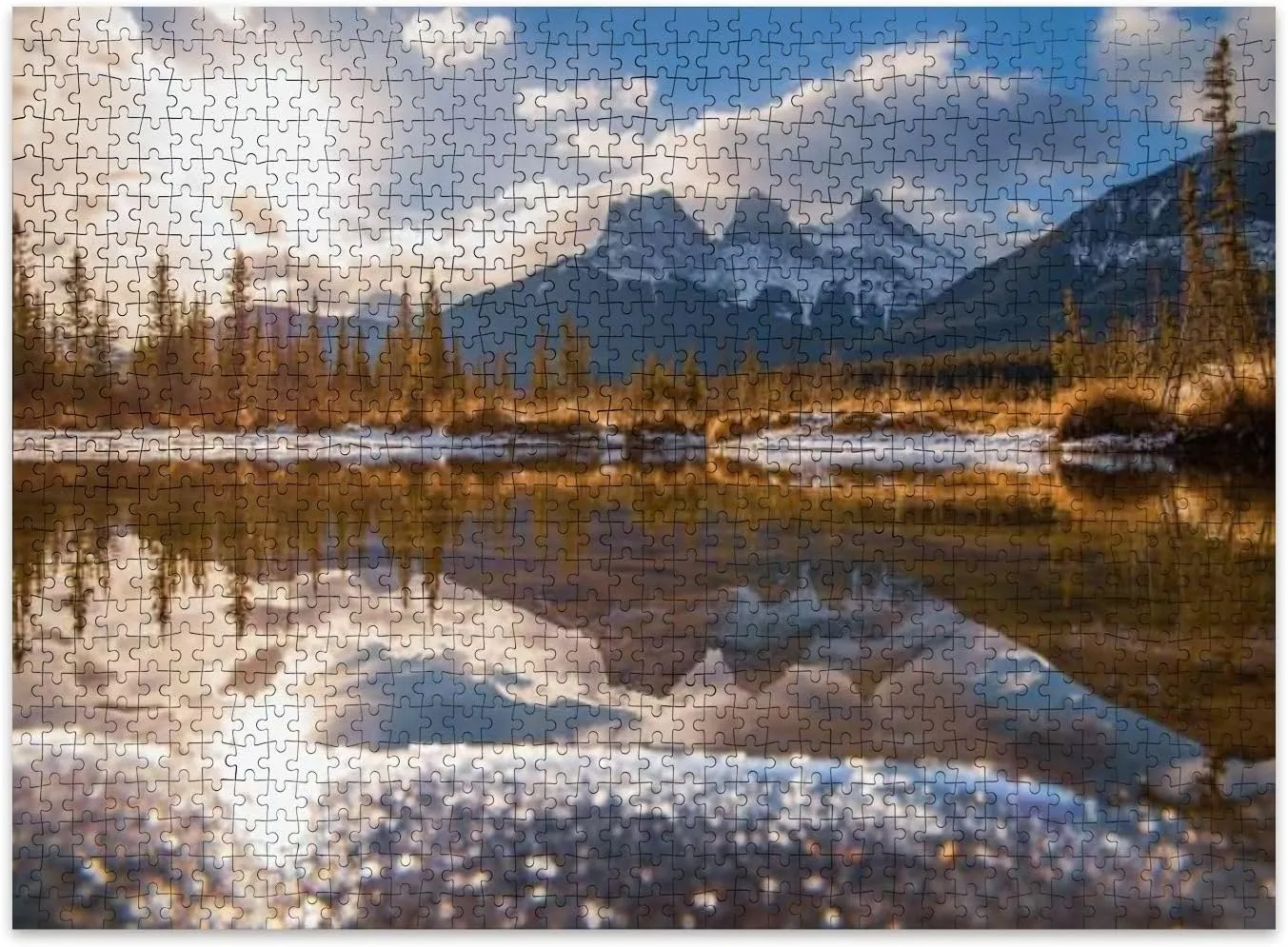 Jigsaw Puzzles 500 Pieces for Adult Three Sisters Mountain Reflections Bright Sunny Day Puzzle Game for Family Wooden Puzzle Toy Educational Games Puzzles for Home Decor