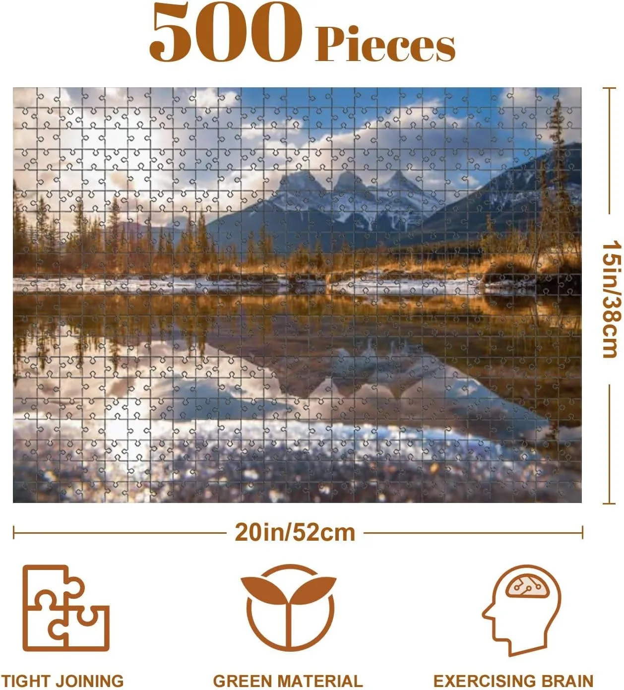 Jigsaw Puzzles 500 Pieces for Adult Three Sisters Mountain Reflections Bright Sunny Day Puzzle Game for Family Wooden Puzzle Toy Educational Games Puzzles for Home Decor