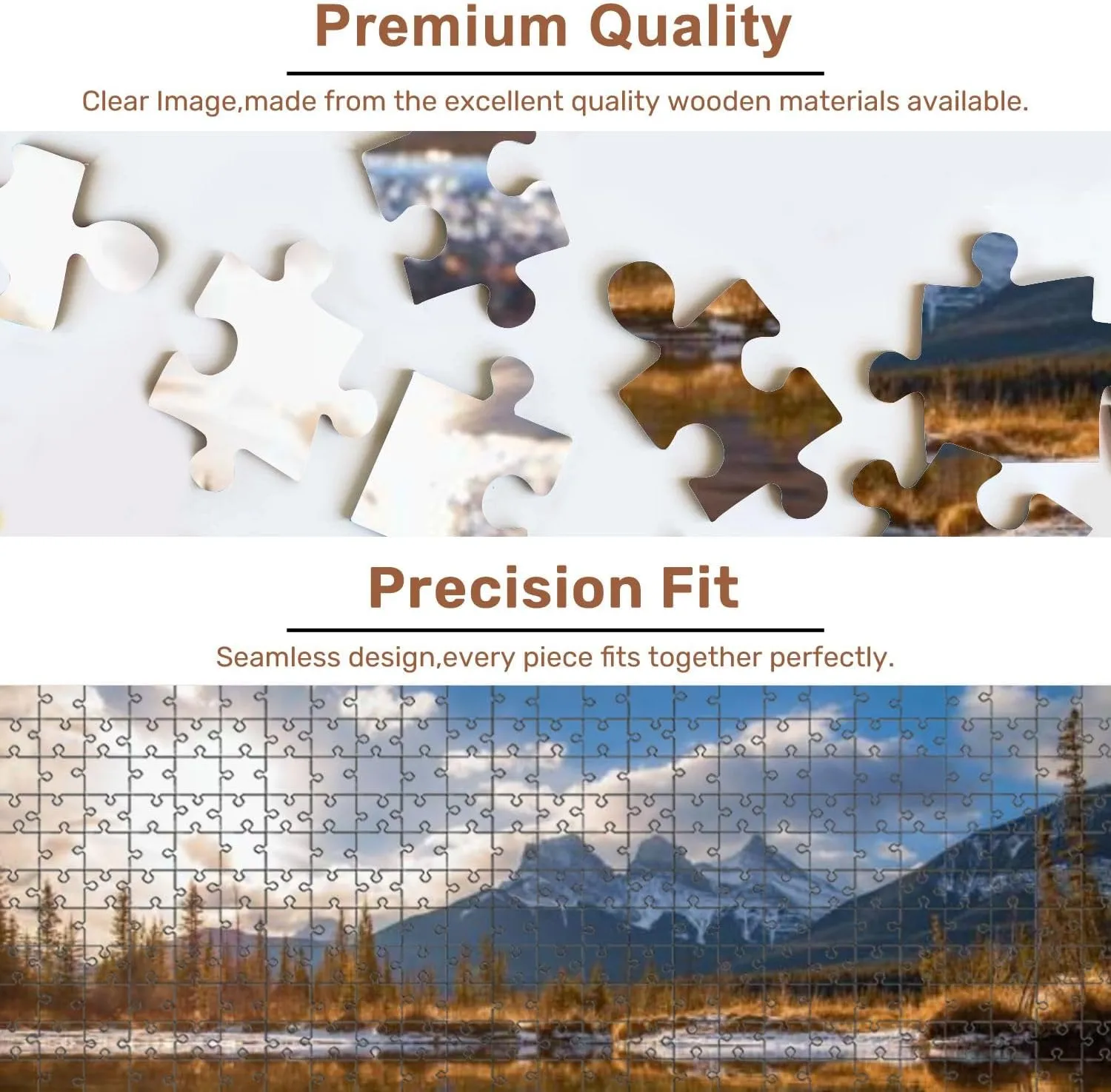 Jigsaw Puzzles 500 Pieces for Adult Three Sisters Mountain Reflections Bright Sunny Day Puzzle Game for Family Wooden Puzzle Toy Educational Games Puzzles for Home Decor