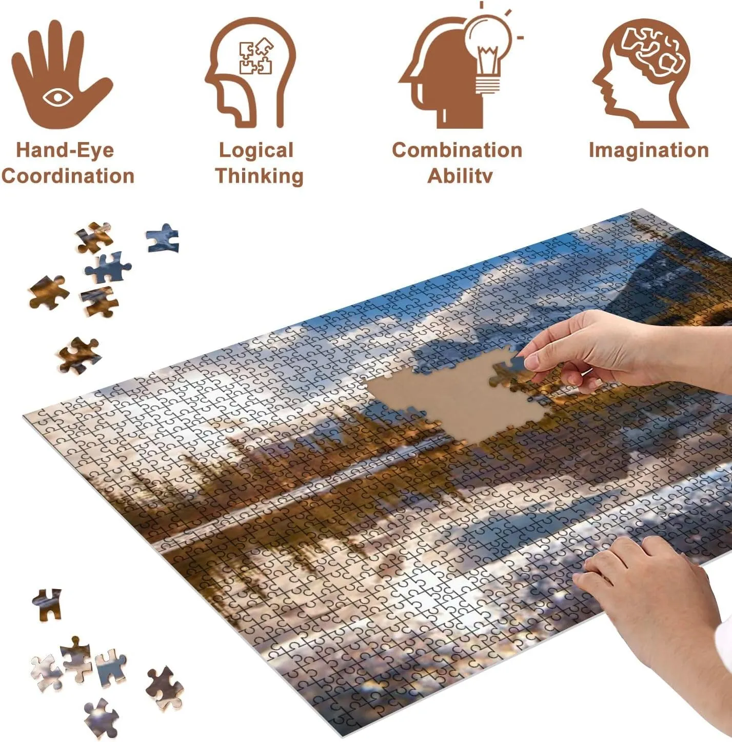 Jigsaw Puzzles 500 Pieces for Adult Three Sisters Mountain Reflections Bright Sunny Day Puzzle Game for Family Wooden Puzzle Toy Educational Games Puzzles for Home Decor