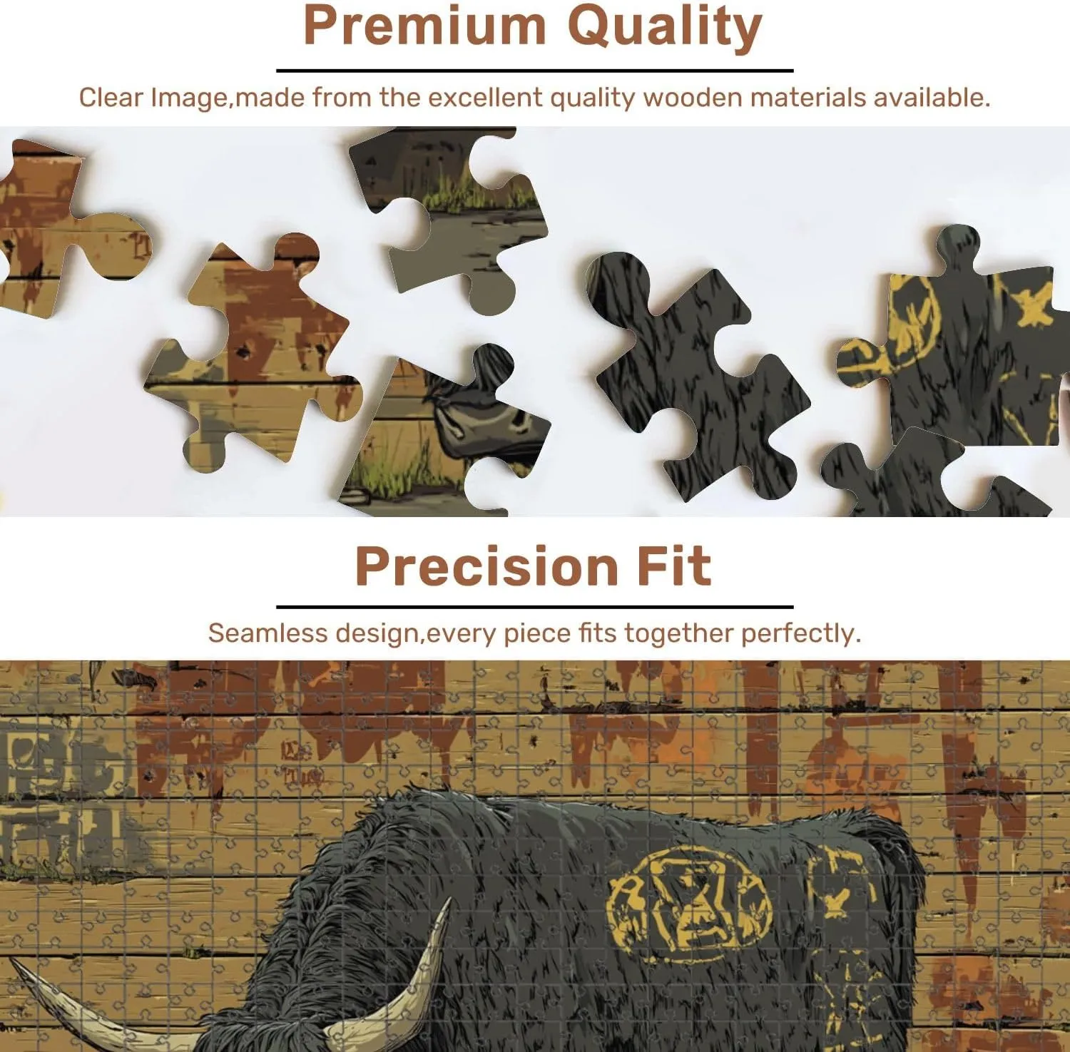 Jigsaw Puzzles 500 Pieces for Adult Urban Highland Cow Graffiti Art Cinematic Street Style Puzzle Game for Family Wooden Puzzle Toy Educational Games Puzzles for Home Decor
