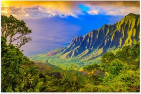 Jigsaw Puzzles 1000 Pieces for Adult Island Kauai Hawaii Islands Kauai N Pali Coast State Park Waterfall Puzzle Game for Family Wooden Puzzle Toy Educational Games Puzzles for Home Decor