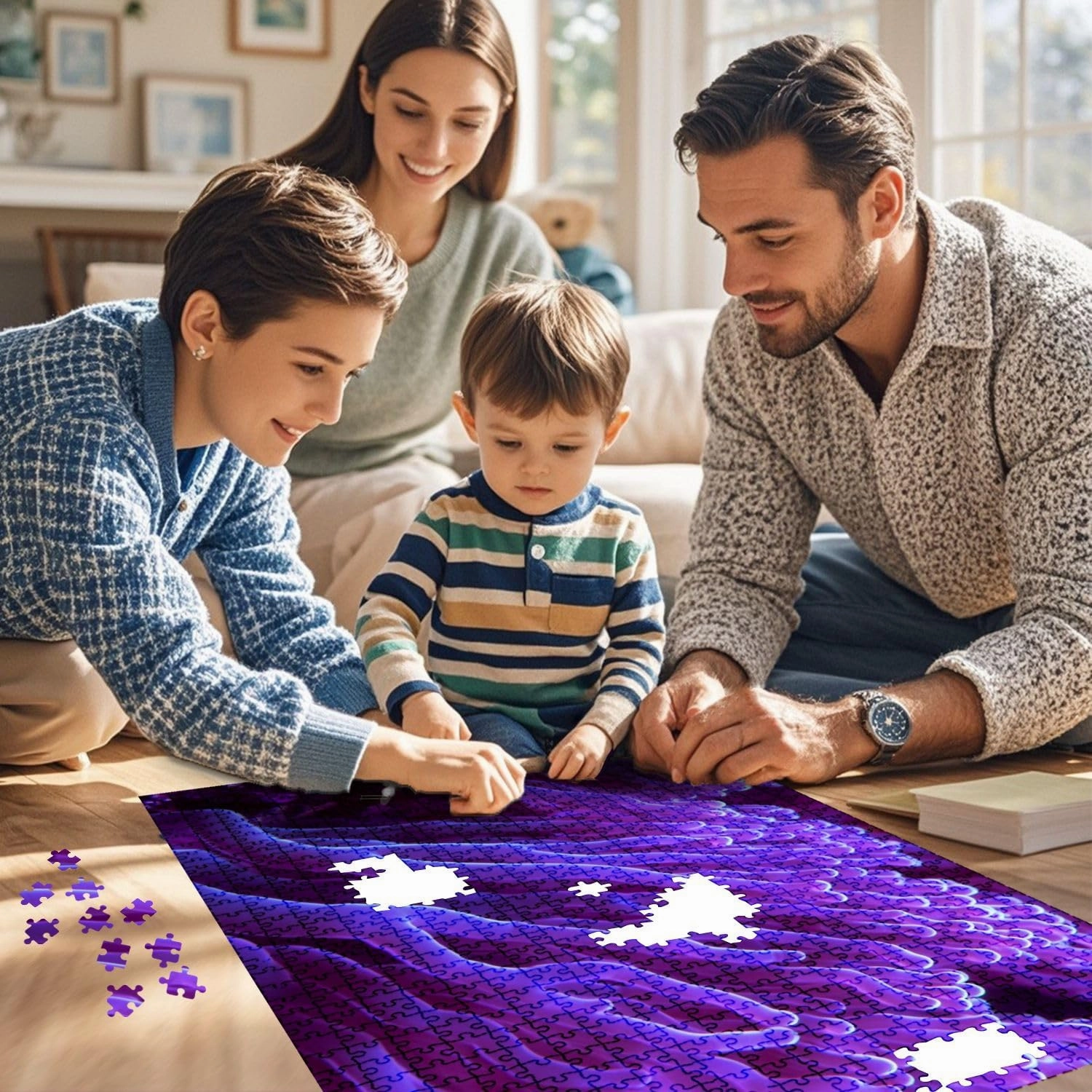 Jigsaw Puzzles 1000 Pieces for Adult Purple Corals Texture Underwater Marine Aquarium Puzzle Game for Family Wooden Puzzle Toy Educational Games Puzzles for Home Decor