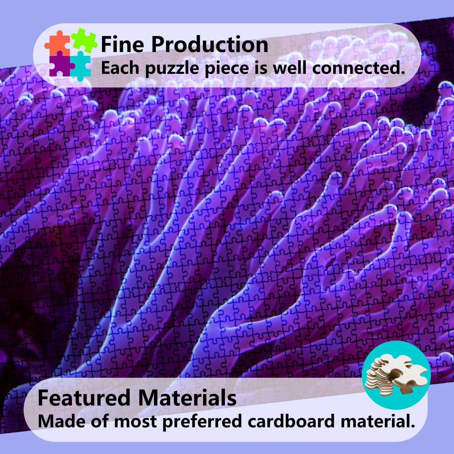 Jigsaw Puzzles 1000 Pieces for Adult Purple Corals Texture Underwater Marine Aquarium Puzzle Game for Family Wooden Puzzle Toy Educational Games Puzzles for Home Decor