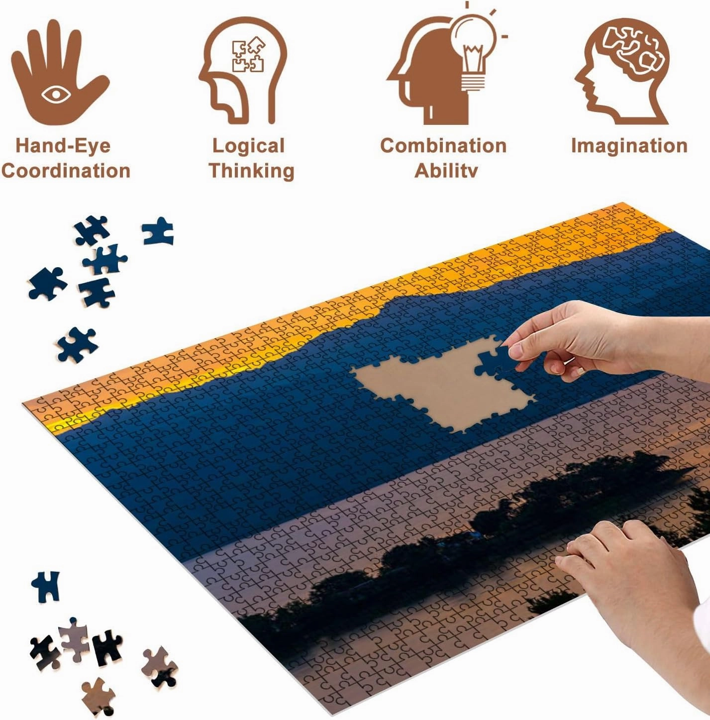Jigsaw Puzzles 1000 Pieces for Adult Qingshitan Lake Dawn lingchuan County Guilin China Puzzle Game for Family Wooden Puzzle Toy Educational Games Puzzles for Home Decor