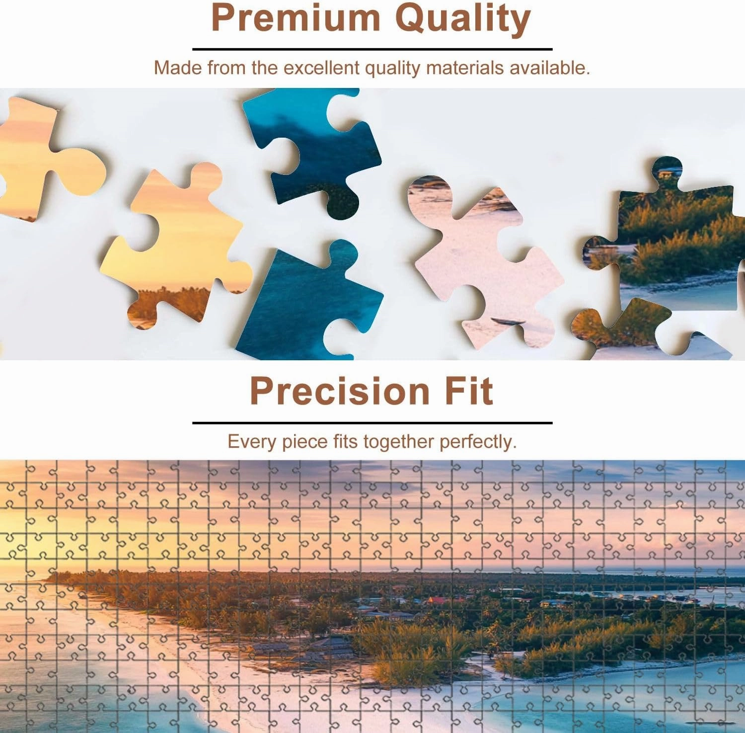 Jigsaw Puzzles 500 Pieces for Adult Aerial View Fishing Boats Tropical sea Coast Beach Sunset Summer Puzzle Game for Family Wooden Puzzle Toy Educational Games Puzzles for Home Decor