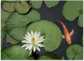 Jigsaw Puzzles 500 Pieces for Adult Fish Lotus Pond Puzzle Game for Family Wooden Puzzle Toy Educational Games Puzzles for Home Decor