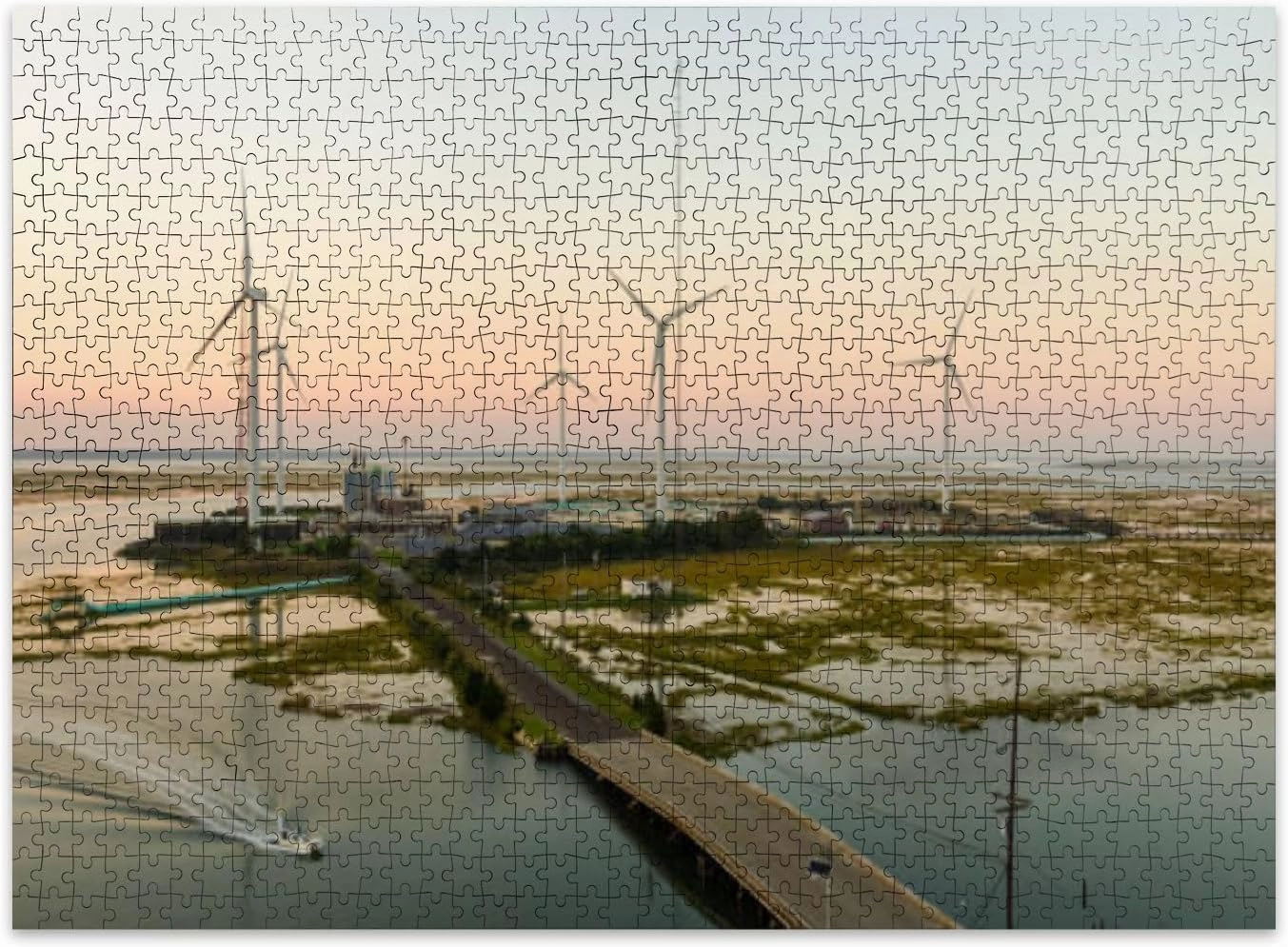 Jigsaw Puzzles 500 Pieces for Adult Water Treatment Powered Both by Wind turbines Solar Panels Puzzle Game for Family Wooden Puzzle Toy Educational Games Puzzles for Home Decor