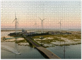 Jigsaw Puzzles 500 Pieces for Adult Water Treatment Powered Both by Wind turbines Solar Panels Puzzle Game for Family Wooden Puzzle Toy Educational Games Puzzles for Home Decor
