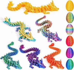 JOD® 4PCS 3D Printed Dragon Eggs with Dragon Inside – Articulated Fidget Toys, Easter Dragon Eggs, Mystery Surprise Easter Eggs for Kids, Unique 3D Printed Animals, Home Decor and Gift Set(6pc-b)