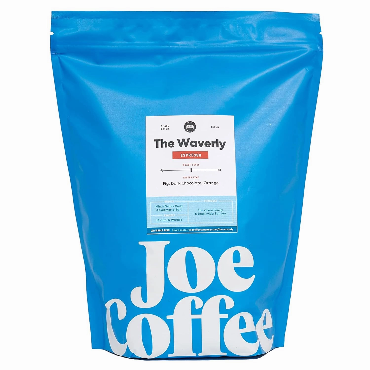 Joe Coffee Company - The Waverly Whole Bean Specialty Coffee, 2 lb Bag | NYC Roaster, Rainforest Alliance Certified, Kosher, Climate-Friendly