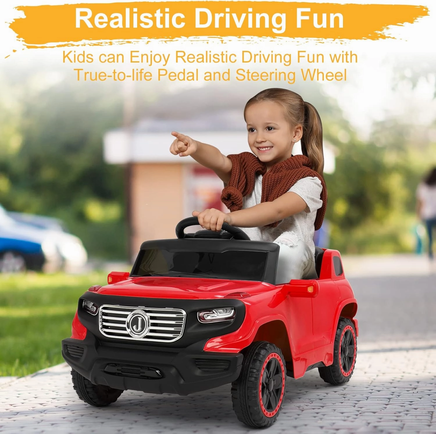 JOYMOR Kids Car, Ride on Truck 6V Battery Motorized Vehicles, w/Parent Remote Control, Children's Best Toy with 3 Speeds (Red)