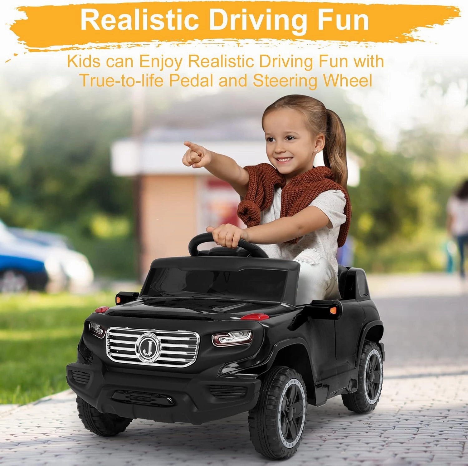 JOYMOR Kids Ride on Toy, Kids Truck 6V Battery Motorized Vehicles, w/Parent Remote Control, Children's Best Toy with 3 Speeds (Black)