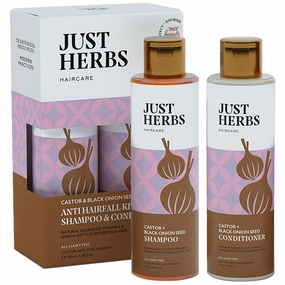 Just Herbs Anti Hairfall Control Kit (Shampoo 100ml Conditioner100ml) with Goodness of Natural Vitamin E, Bhringraj & Black Onion Seed for Shiny, Smooth Hair - All Hair Types
