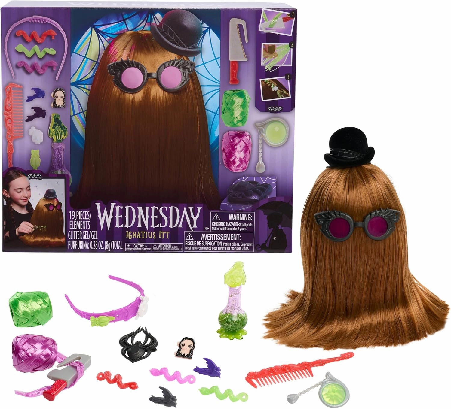Just Play Wednesday Ignatius Itt 10-inch Styling Head, 20-Pieces, 360 Degrees of Styling Options, Pretend Play, Kids Toys for Ages 4 Up