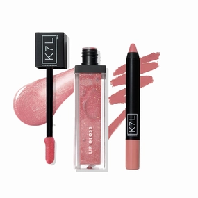 K7L Pink Glitter Lipgloss and Pink Matte Lipstick Crayon
