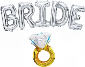 KatchOn Giant Bride Balloons - 40 Inch Silver | Bachelorette Party Decorations | Bride Balloons for Bridal Shower
