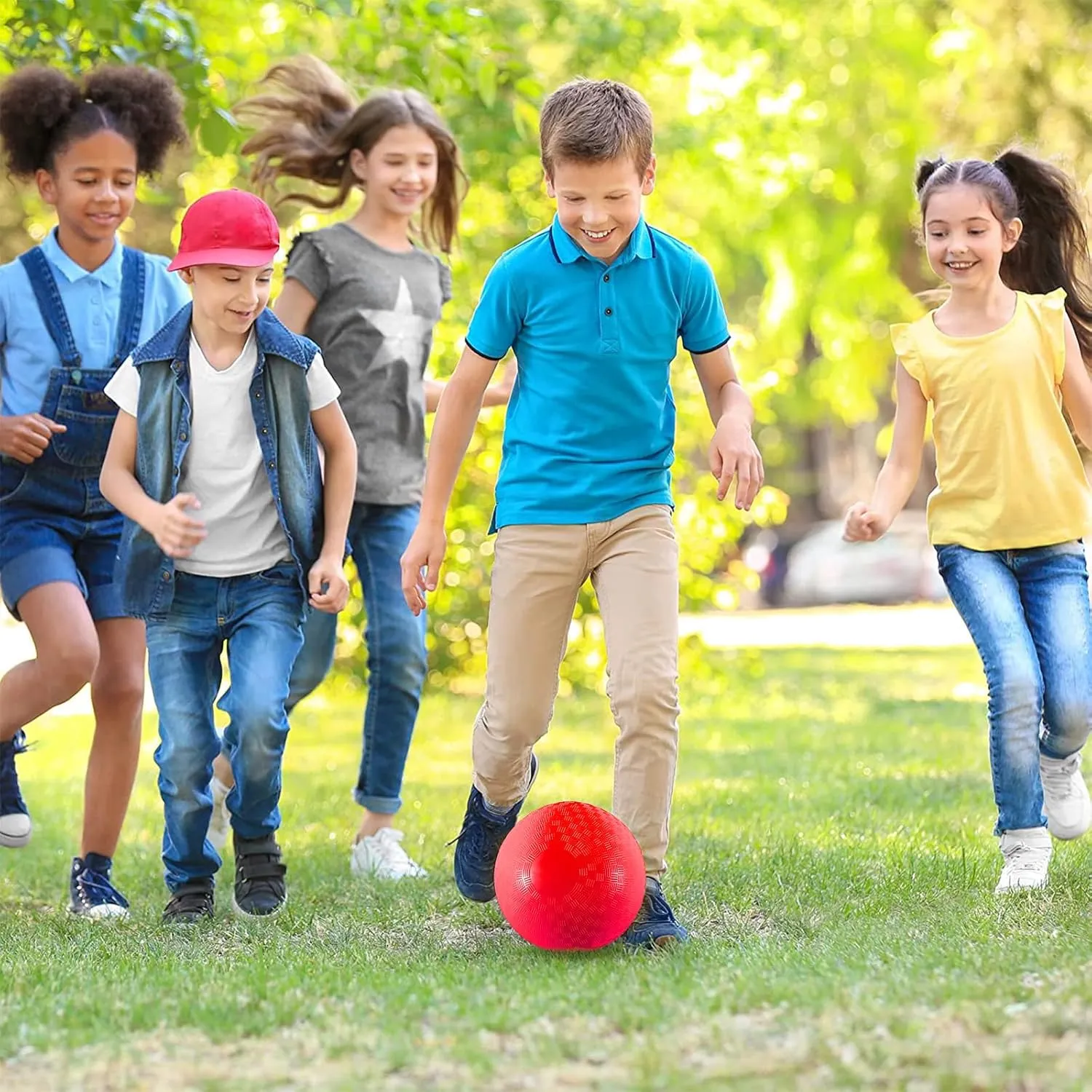 Kickball Set with Bases and Ball - 8.5" Kickball, Rubber Throw Down Bases, Sports Traning Cones, 12" Pump and 14" Scoreboard - Perfect for Kids and Adults - Playground and Backyard Game