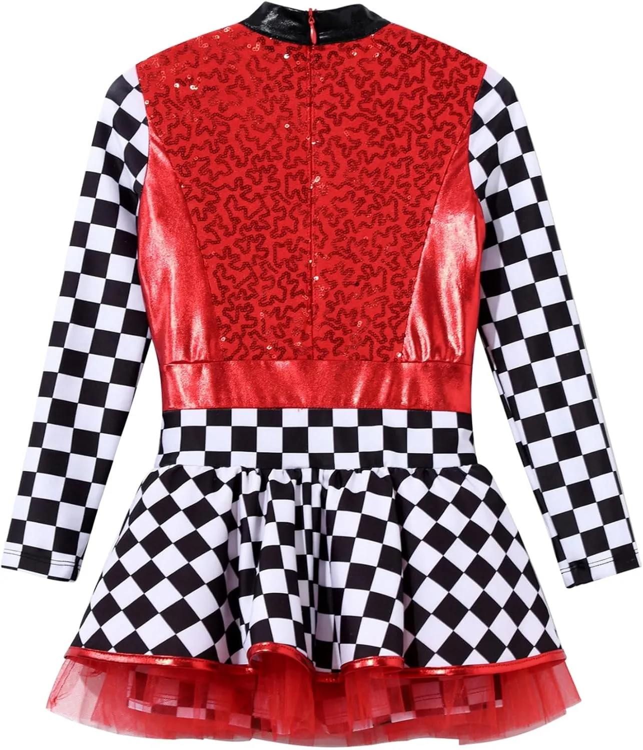 Kids Girls Racing Car Driver Costume Shiny Sequins Dance Costume Halloween Cosplay Fancy Dress Up