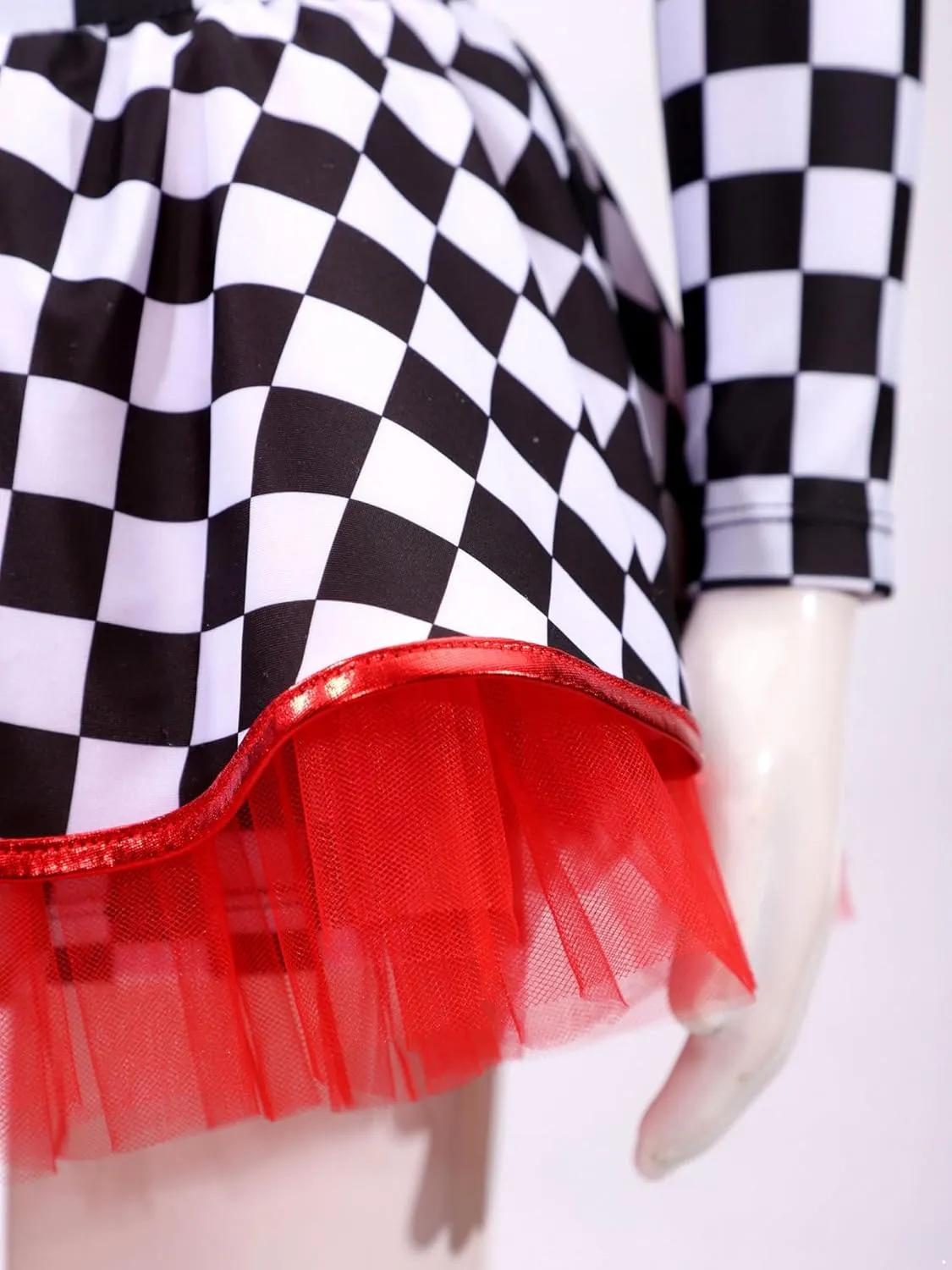 Kids Girls Racing Car Driver Costume Shiny Sequins Dance Costume Halloween Cosplay Fancy Dress Up