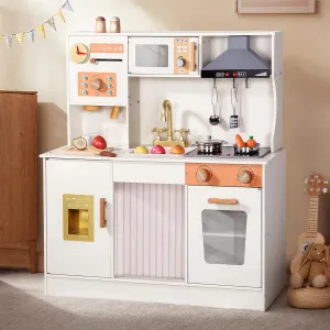 Kids Play Kitchen Set - Toys for 2 3 4 5 Year Old Boy Girl Christmas Birthday Gifts - Wooden Play Kitchen Set with Play Food Toy and Kitchen Accessories, Pretend Play for Kids Toys Age 3 