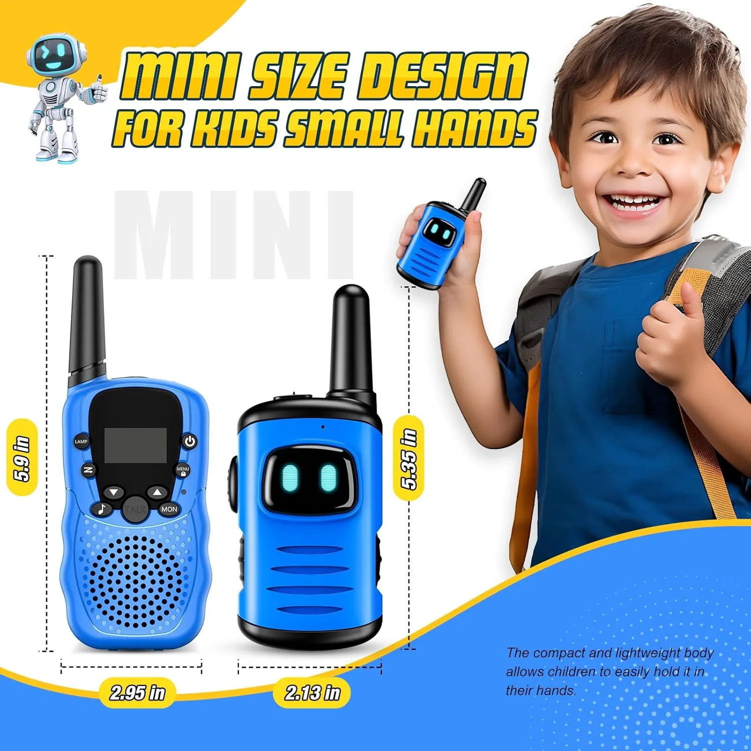 Kids Walkies Talkies Toys Rechargeable: 2 Pack Walkie Talkies for Kids Birthday Gifts for 3 4 5 6 7 8 Year Old Boys Girls Toys Age 3-8 Year Old Boy Girl 2 Way Radio Camping